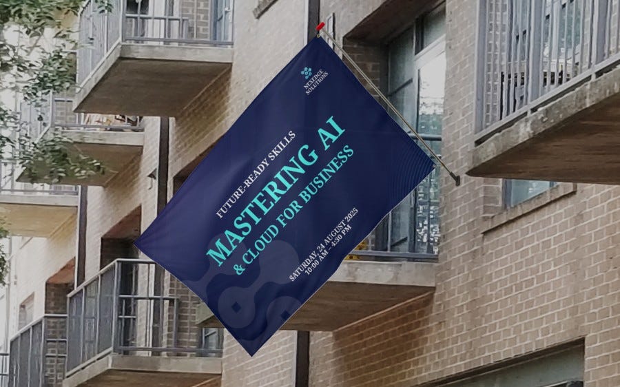 Wall flag mounted outside a shop