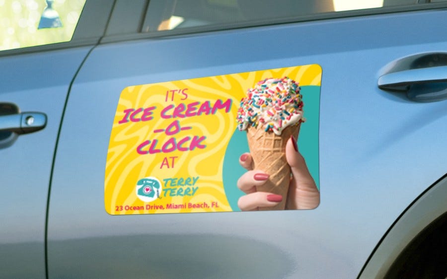 Car door magnet with custom printed logo