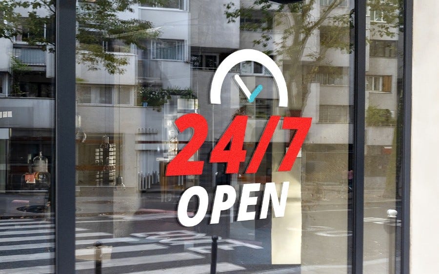 Clear custom decals applied to storefront glass windows