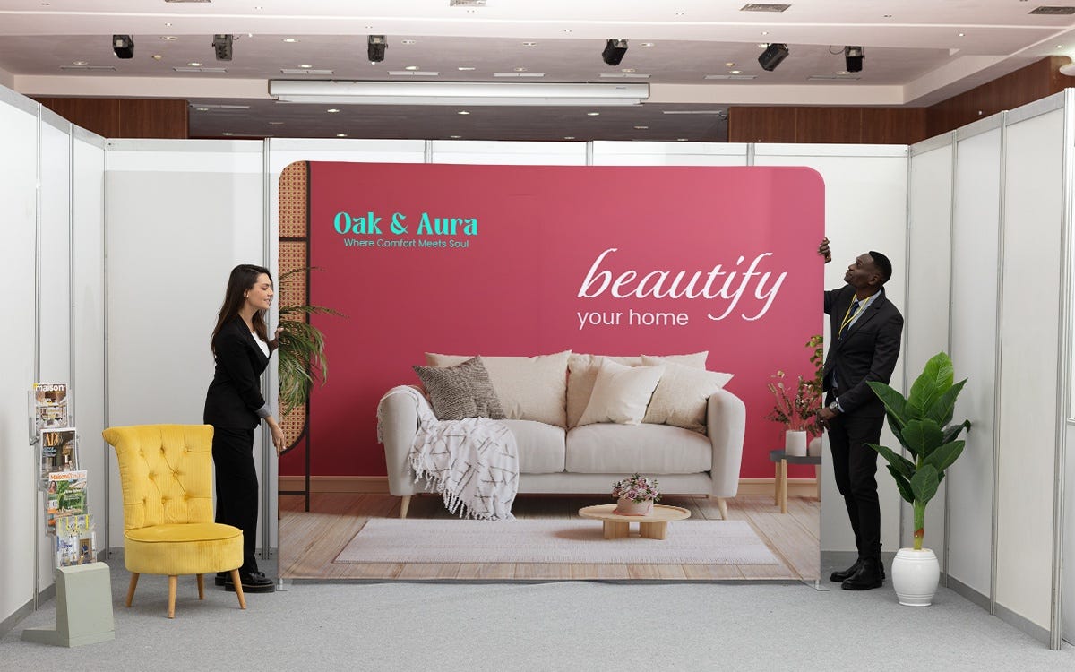 Tension fabric display backdrop with full-color graphics