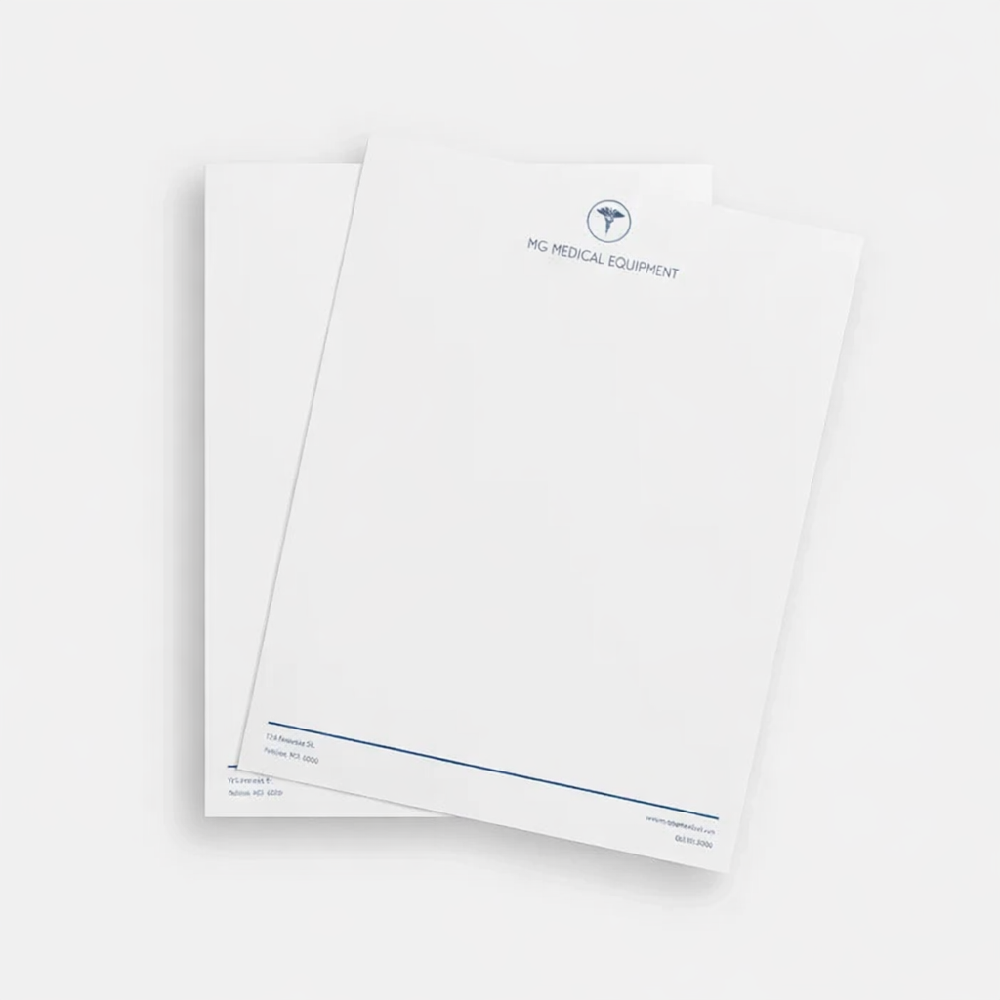Custom printed business letterhead on premium textured paper