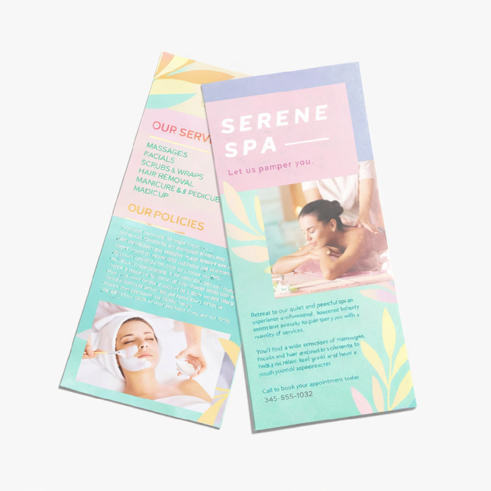 Custom rack card sample with glossy finish