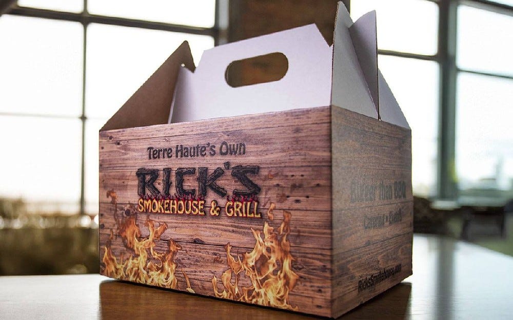 Custom gable gift box with carry handle and printed branding